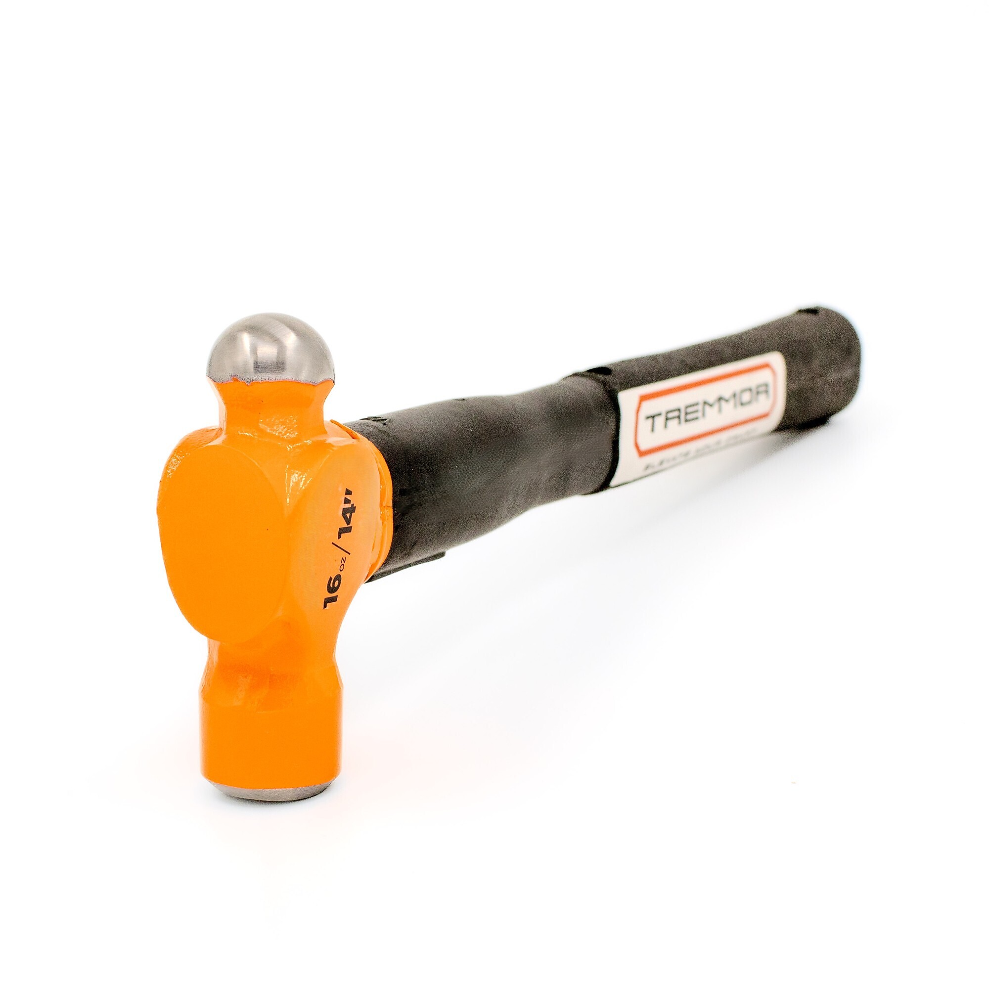 TREMMOR 16oz Ball Peen Hammer | Heavy Duty with Non-Slip Rubber Grip, Forged Carbon Steel Head for Metalworking, Automotive, Blacksmithing & DIY (14 in.)